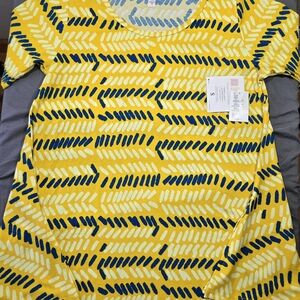 LuLaRoe Yellow and Blue Abstract Top